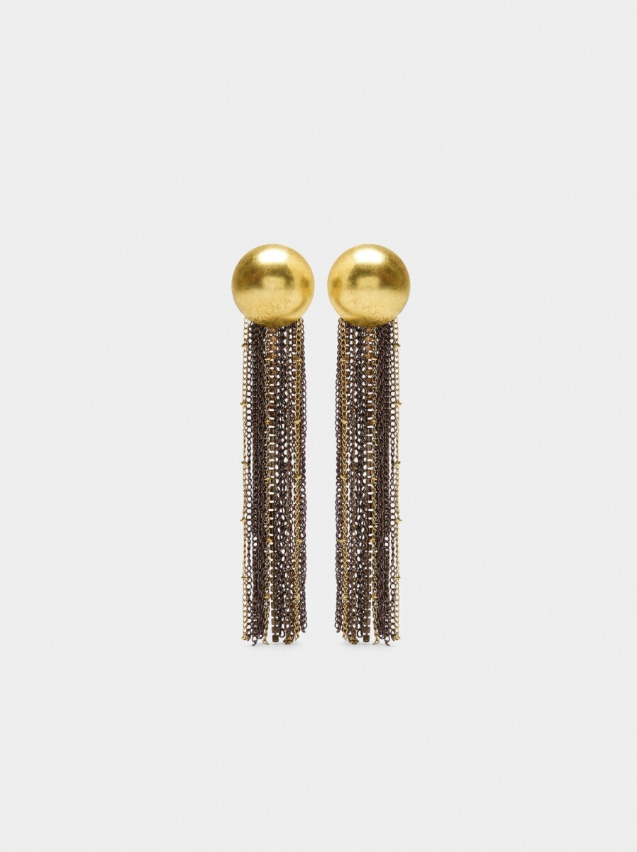 Pendientes Largos De Cadenas Y Cristales - bicolor 