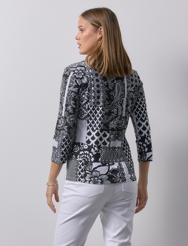 Blusa Printed NEGRO/BLANCO