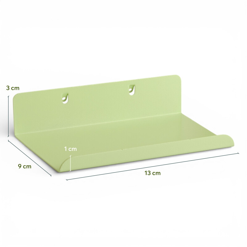 Estante organizador pequeño con borde para panel perforado pegboard metálico Verde