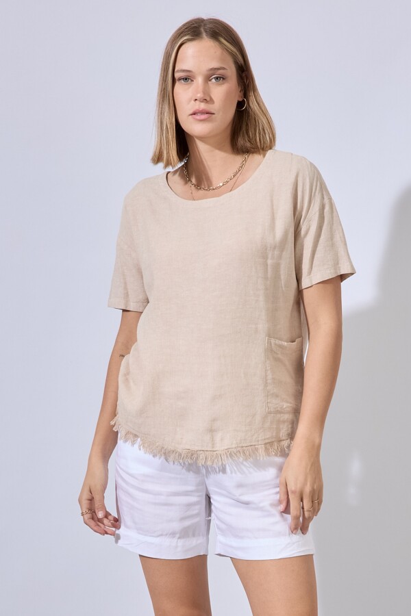 Blusa Lino Flecos BEIGE