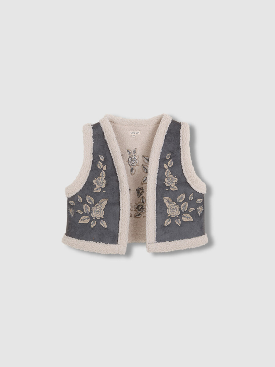 Chaleco Bordado Gris Marengo