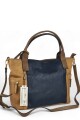 Cartera grande combinada Azul con beige