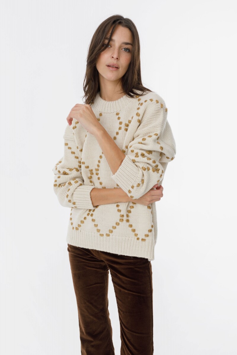 Sweater Rainbow - Bordado beige 
