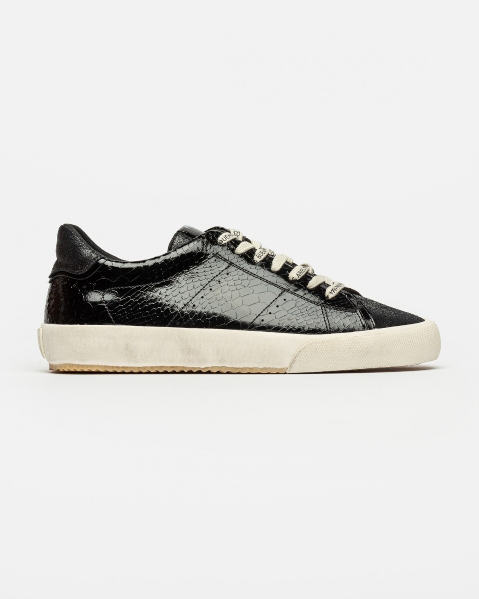 Sneaker Faith En Cuero Snake Print - Negro 