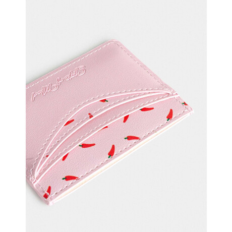 Tarjetero Cuerina Flores Rosa Viejo