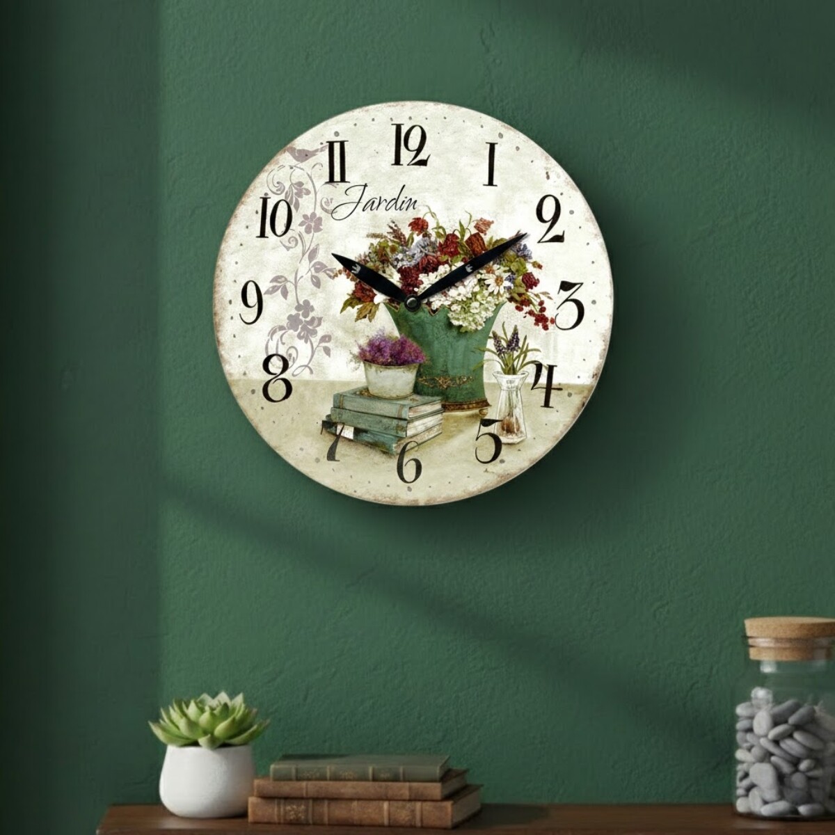 Reloj de pared mdf D28,8x3,5 cm - JARDIN 