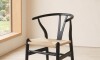Silla Wishbone - Madera de Haya y Rattan natural Negro