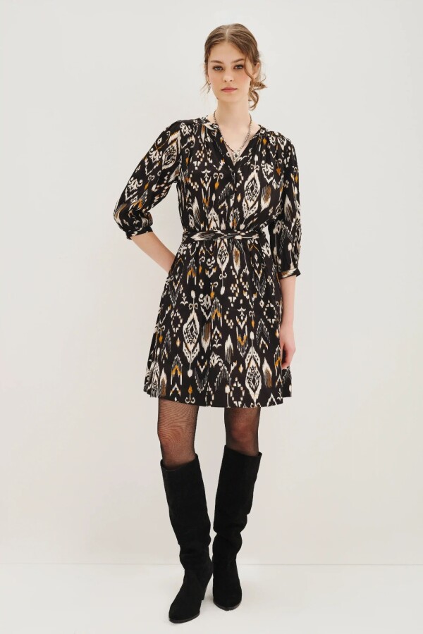 Vestido Cocktail Ikat Negro