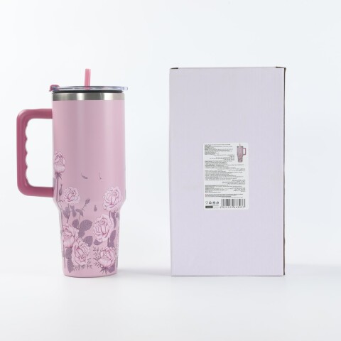 VASO TÉRMICO SERIE FLORAL CON ASA (1200 ML/ROSA) VASO TÉRMICO SERIE FLORAL CON ASA (1200 ML/ROSA)