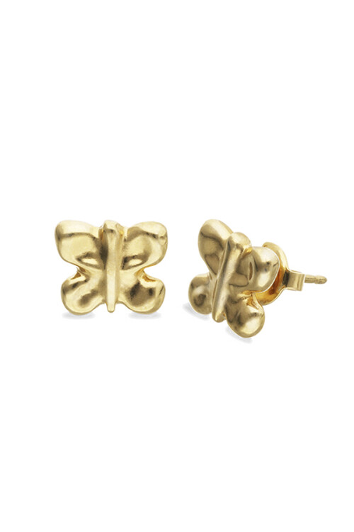 PENDIENTES DE ALEACIÓN DE METALES BAÑADOS EN ORO 18K EN FORMA CON MARIPOSA Pendiente