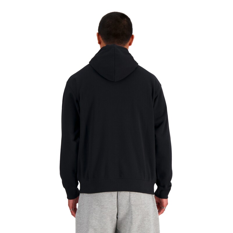 Abrigo New Balance Stacked Logo French Terry de Hombre Negro