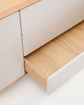 Aparador Anielle 1 puerta y 3 cajones de madera maciza y chapa de fresno 150 x 78 cm