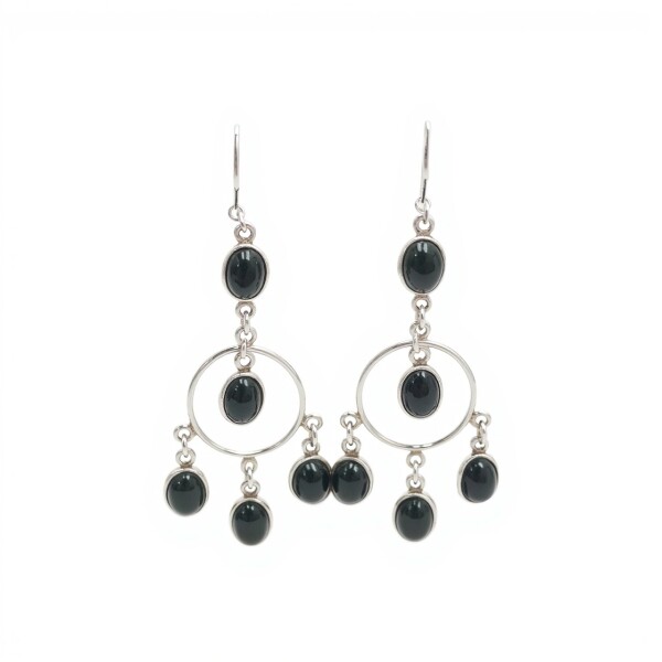 Caravanas Colgante-Plata 925-Piedra ónix-CA3330 conpiedra