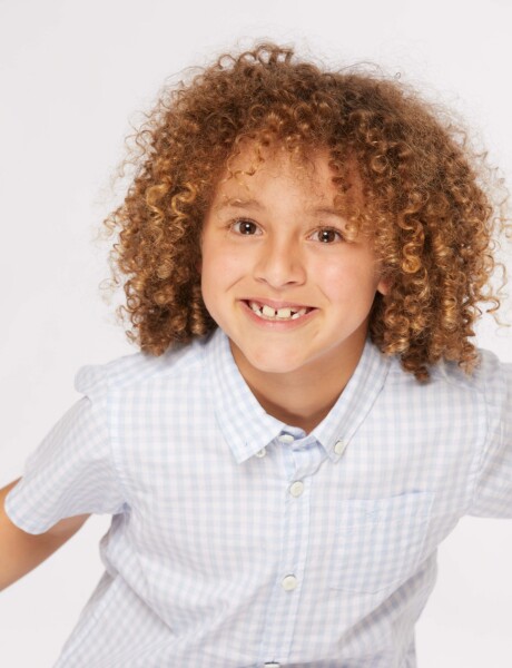 CAMISA A CUADROS Celeste