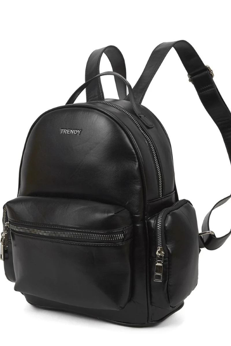 Mochila con bolsillo frontal y lateral Negro