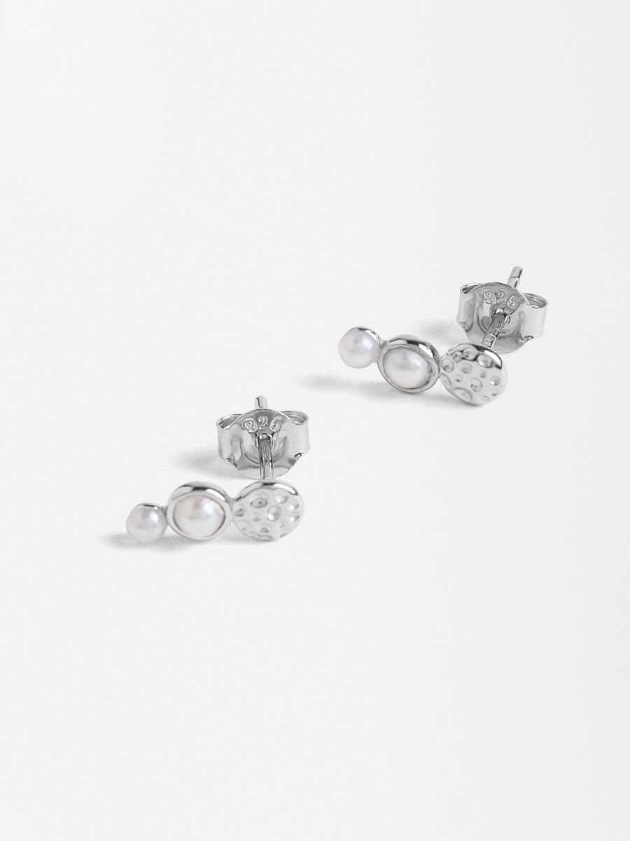Pendientes Con Perlas - Plata De Ley 925 plateado