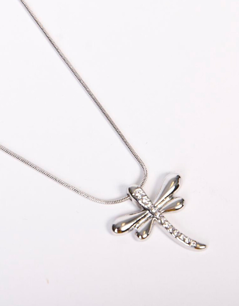Cadena Corta con Dije Strass Cadena Corta Dije Libélula - Plateado Rodio