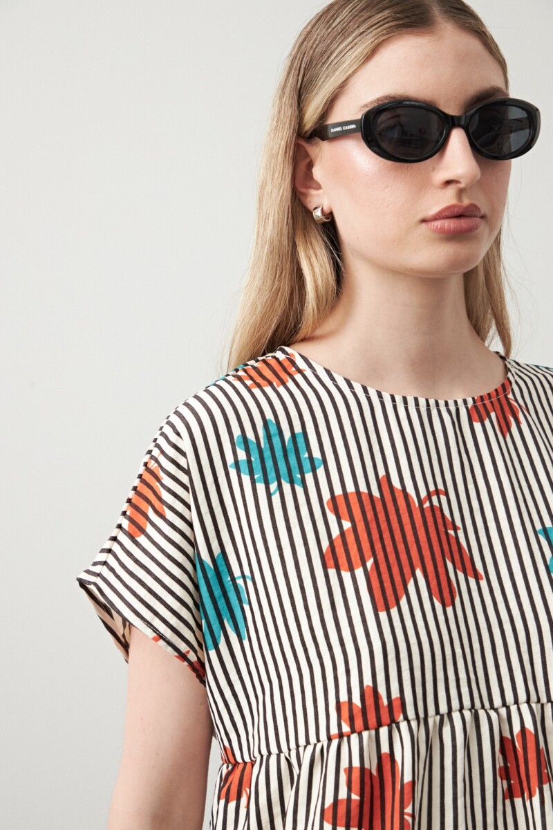 VESTIDO CASTAÑA Rayas