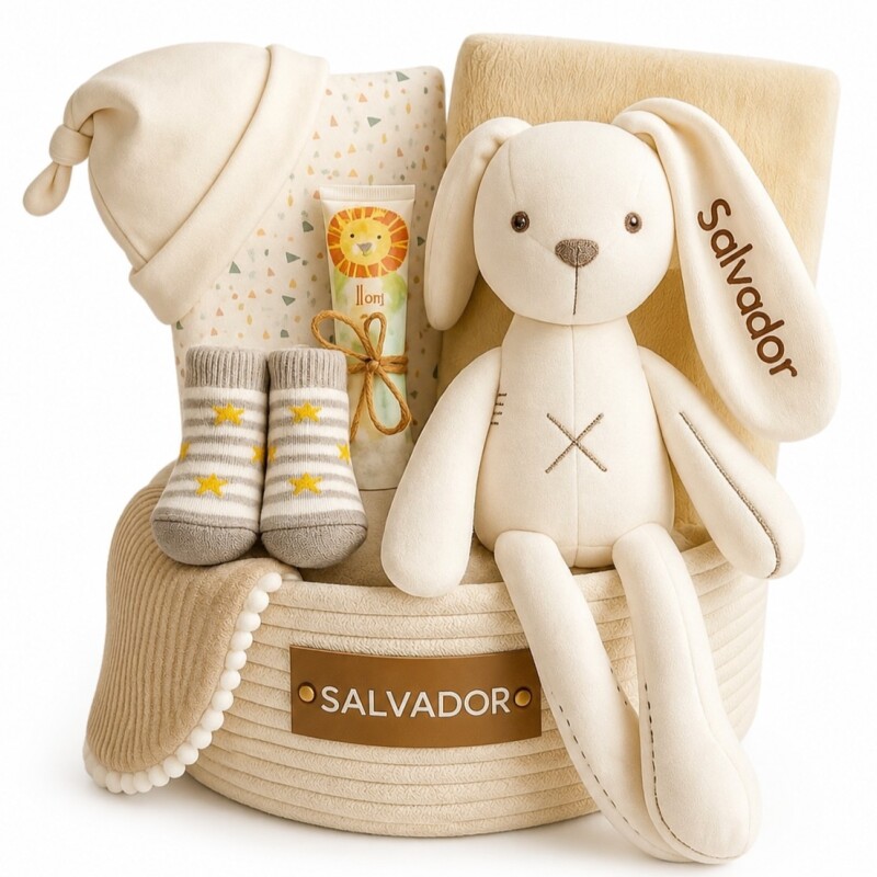 Cesta Nacimiento Cone-Cone Personalizada tonos neutros