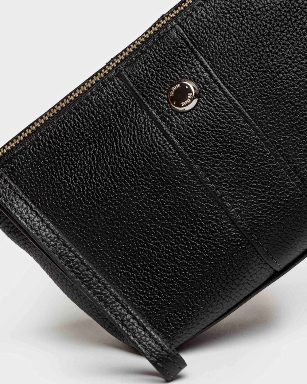 Porta cosméticos Belle en cuero graneado Negro