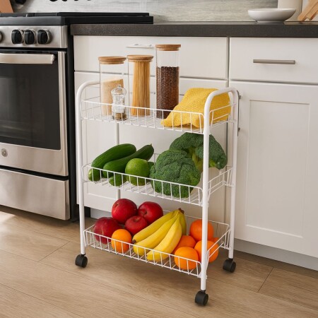 Estante organizador frutero 3 estantes 41cm x 23cm x 63cm Blanco