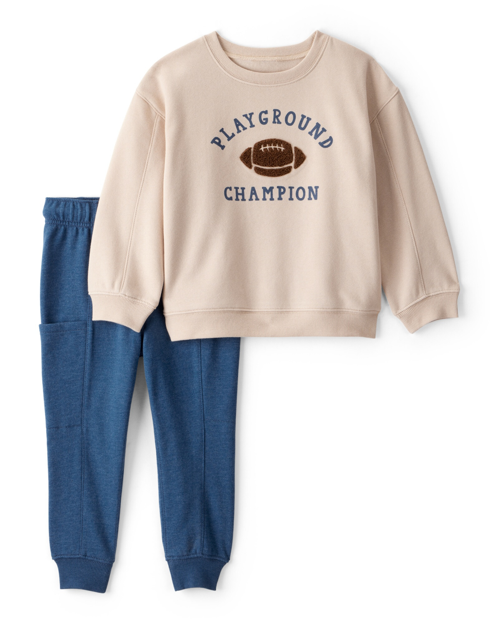 Set dos piezas de algodón, pantalón y buzo, diseño football Sin color