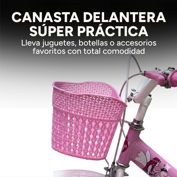 Bicicleta infantil Shengdi Rod 12 Canasto Parrilla Rueditas Color Rosa Claro
