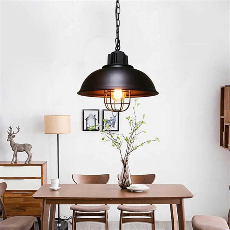 Lampara Colgante Domo Vintage Estilo Colonial Led Negro
