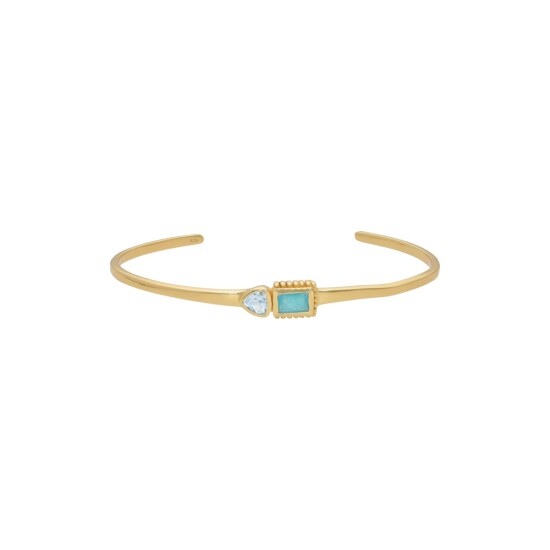 Pulsera Karvik Topacio azul/jade verde Plata 925 bañada de oro 18k 0