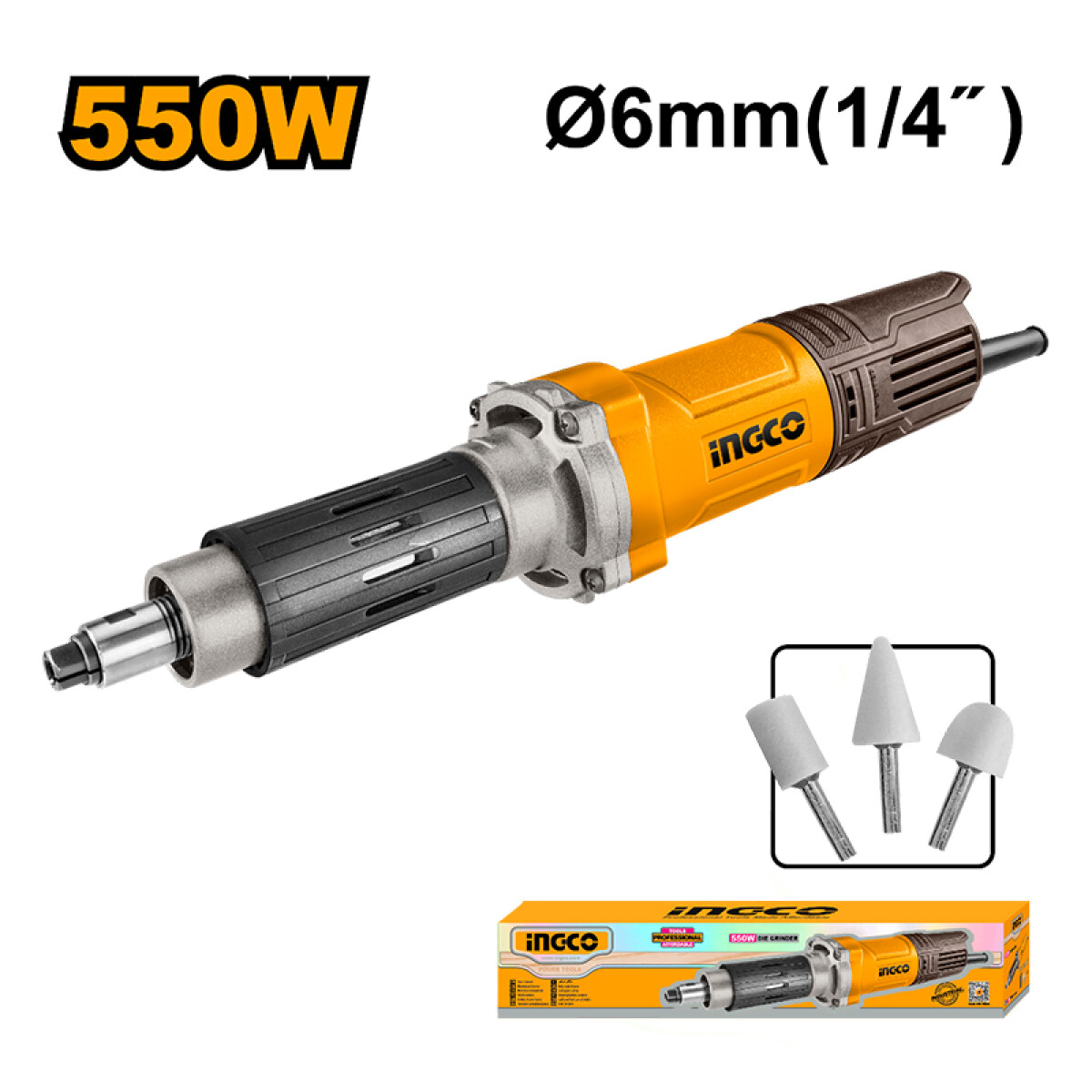 Amoladora recta 1/4" (Ø6mm) 550W 29000 rpm - ING0044 