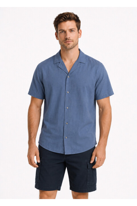Camisa Arrow Lino Cotton Manga Corta Piedra
