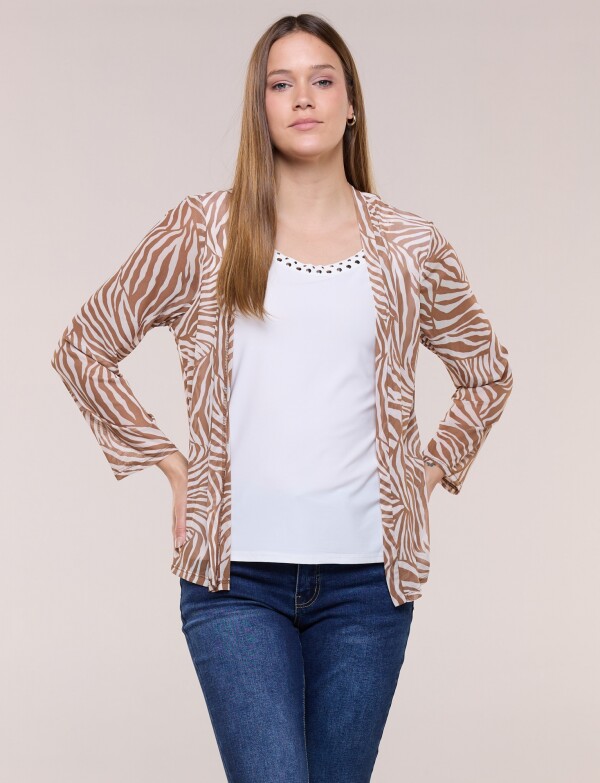 Cardigan Twofer 2 En 1 TOSTADO/MULTI