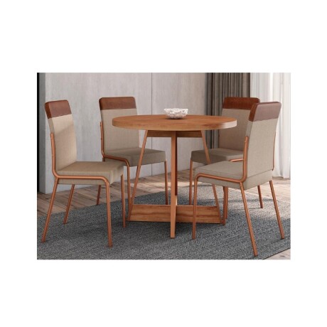 JUEGO DE COMEDOR MESA + 4 SILLAS ROBLE NOCE CON DORADO JUEGO DE COMEDOR MESA + 4 SILLAS ROBLE NOCE CON DORADO