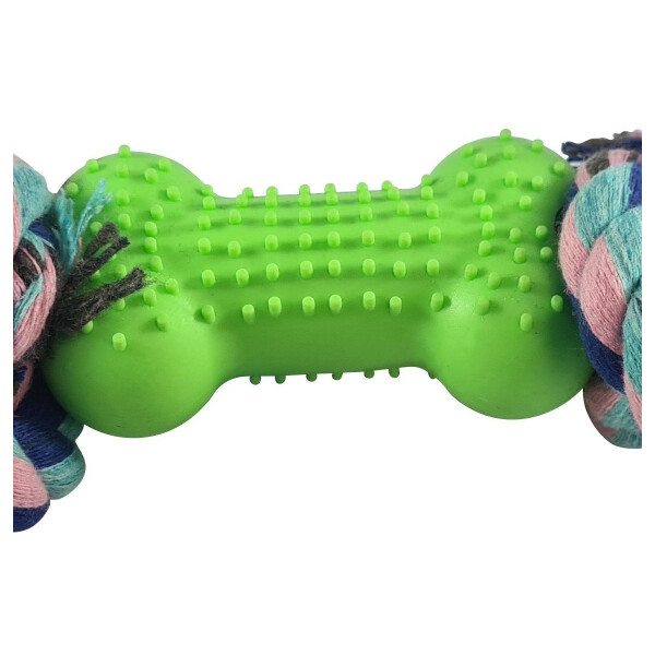 Juguete Masticable Perro Hueso Macizo Cuerda Resiste Variante Color Verde Puntos