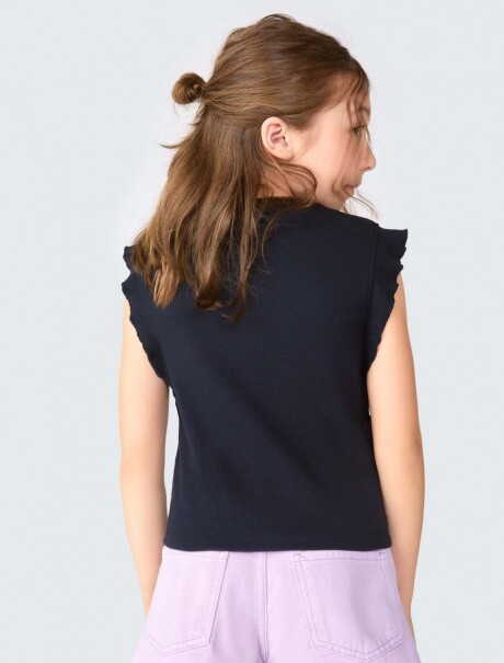 BLUSA INFANTIL EN TELA ACANALADA NEGRO