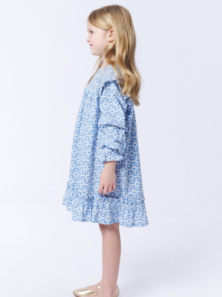 Vestido volados estampado Celeste