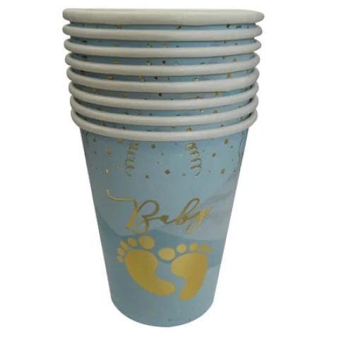 Cotillón Vaso Descartable x8 Baby Celeste