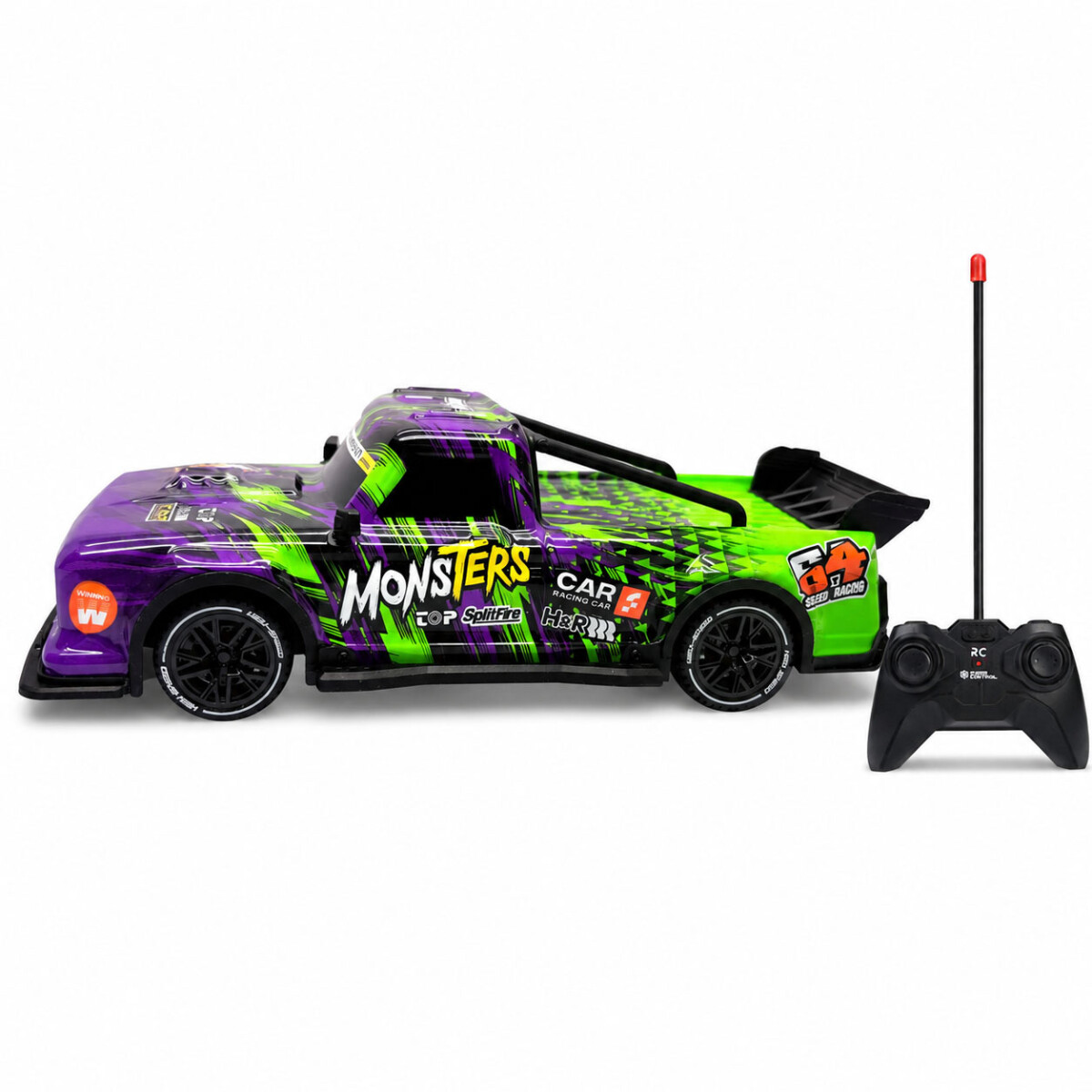 Camioneta Control Remoto RC Monster Torna Alta Vel a Pilas - Violeta/verde 