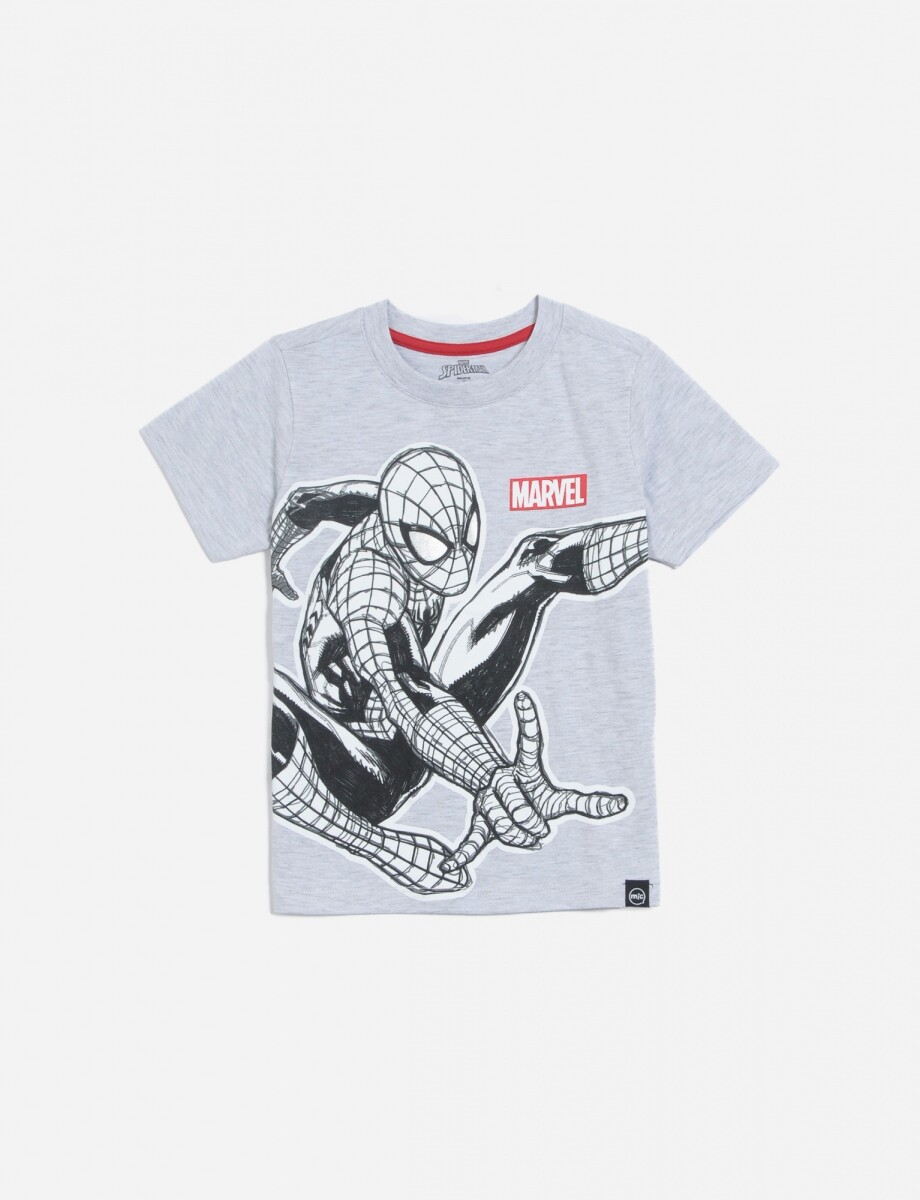 Remera Spiderman con Foil niño - GRIS MELANGE 