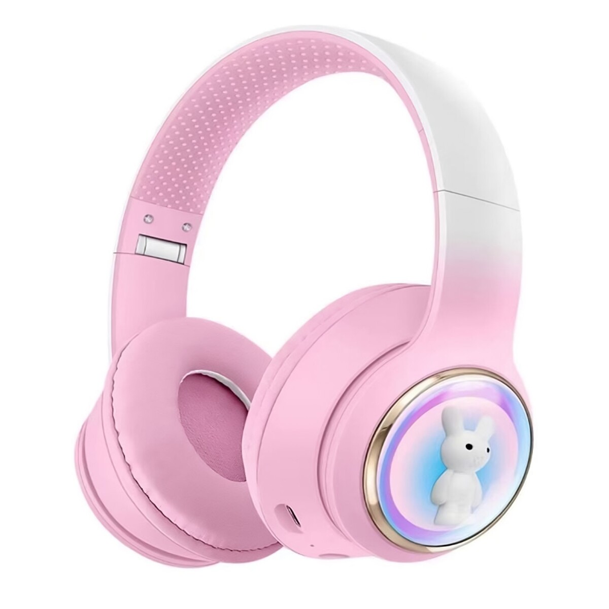 Auriculares Bluetooth Inalambricos Infantiles Rgb Conejo Mic - Variante Color Rosa 