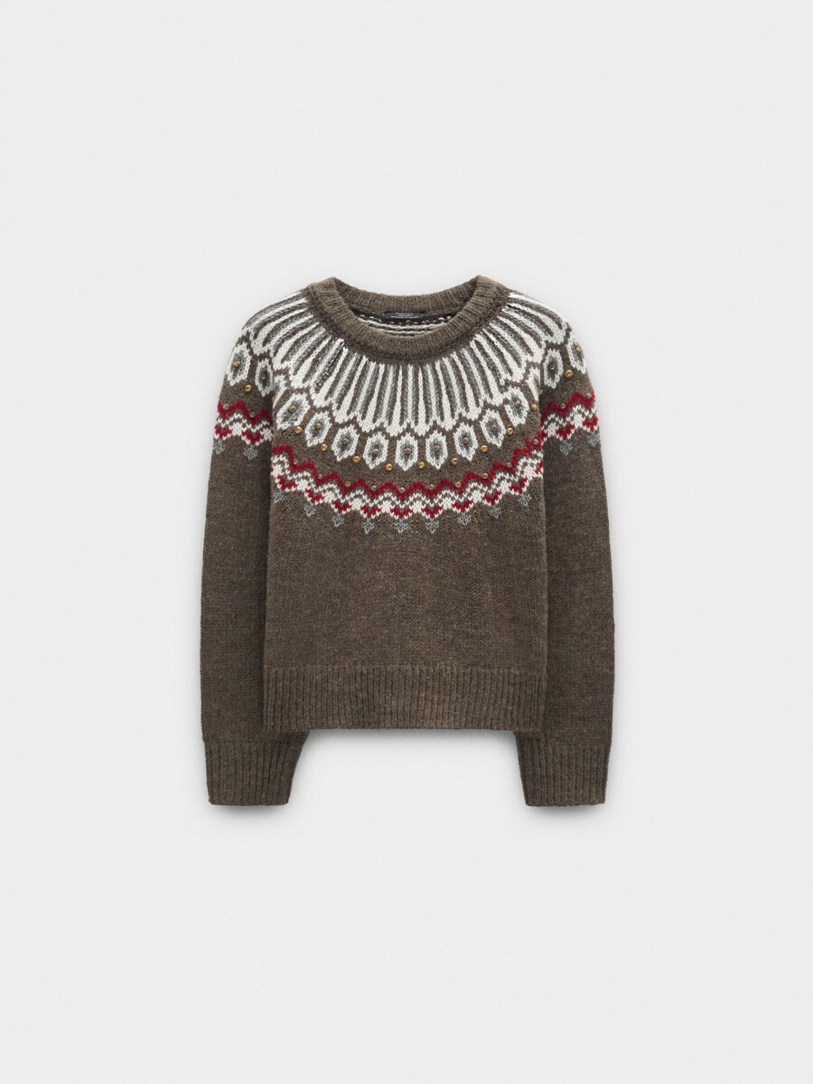 Jersey De Punto Jacquard gris
