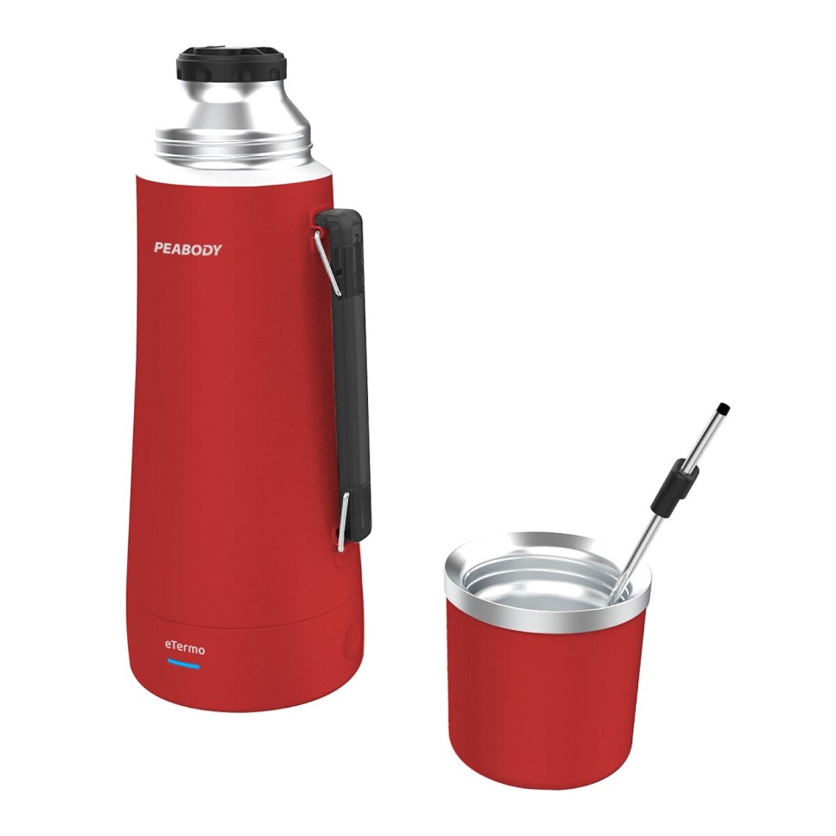 Termo eléctrico Peabody E-Termo 1L 700W con mate y bombilla - Rojo 