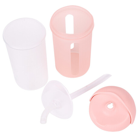 Vaso silicona con sorbito antivuelco y tapa rosa