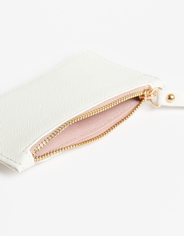 Tarjeteros Tarjetero Con Cierre - Blanco Crudo