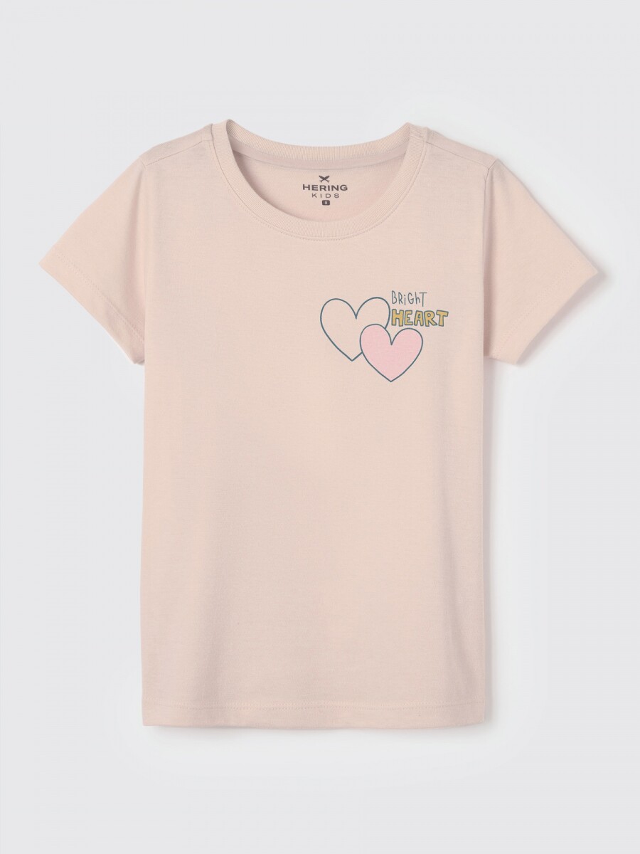 CAMISETA DE NIÑA MANGA CORTA ESTAMPADA - ROSA 