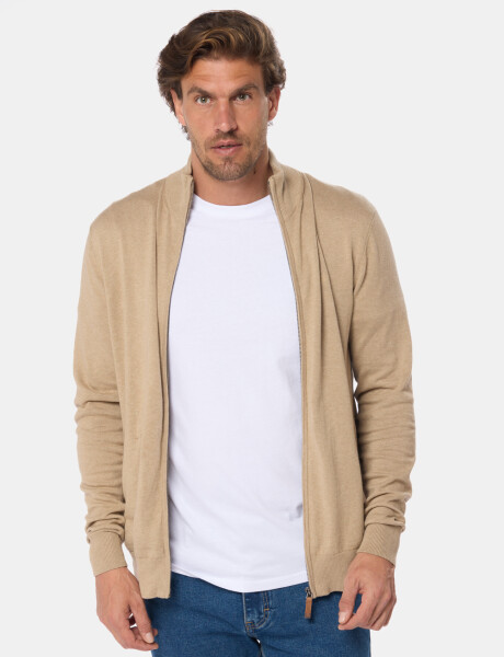 CAMPERA TEJIDA DE ALGODÓN Beige