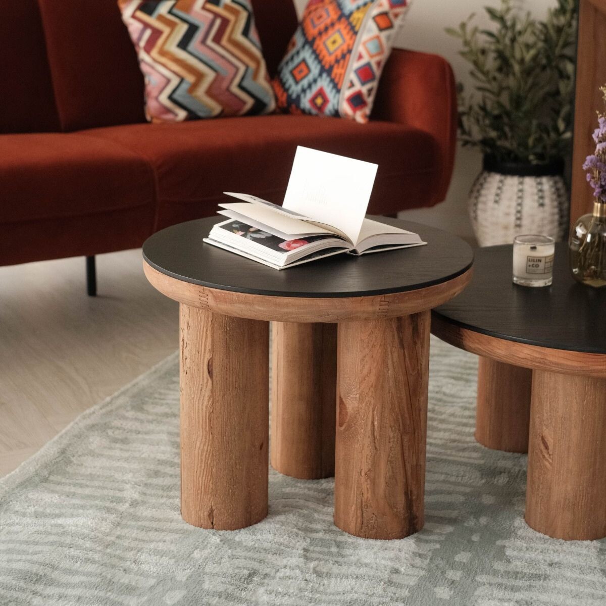 MESA AUXILIAR CAUTIVA MARRÓN CIRCULAR 