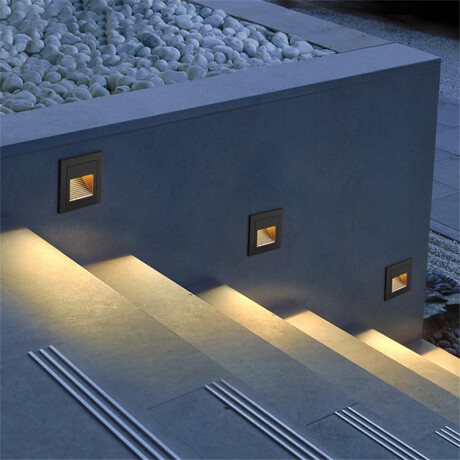 LUMINARIA TRENTO LUX CUBO DE EMBUTIR PARA ESCALERA - 3W Luminaria de Escalera Trento LUX 3W Negro