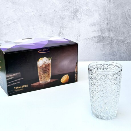Juego De 6 Vasos Vidrio Labrado 380ML Juego De 6 Vasos Vidrio Labrado 380ML