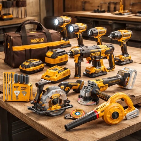 Kit Ingco 9 herramientas a batería + accesorios y valija Kit Ingco 9 herramientas a batería + accesorios y valija